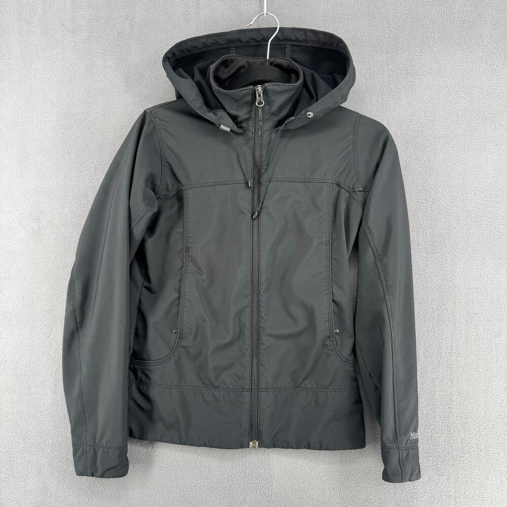Marmot Full‎ Zip Hoodie Jacket Womens XS Black Q8585 Outdoor Hood Zipper Pockets